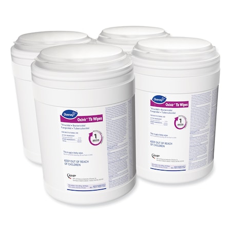 Diversey Oxivir TB Disinfectant Wipes, 6 x 6.9, White, 160/Canister, PK4 101105152